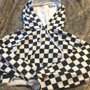 checkered crop hoodie